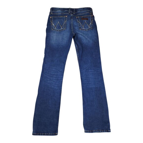 Wrangler Womens Bootcut Jeans 11X36 Blue Denim Mid-Rise Embroidered Pockets - Picture 2 of 11